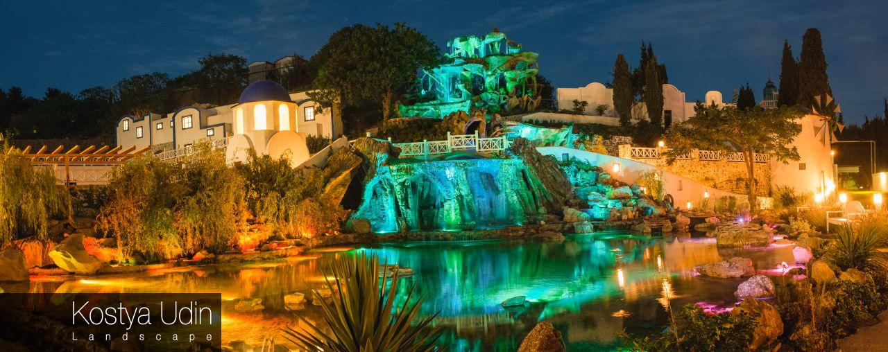 Ночная подсветка для водопада Ночная подсветка для водопада