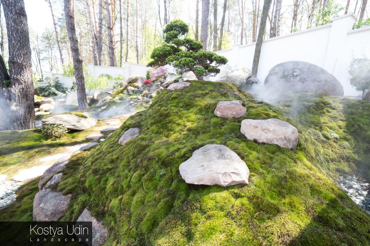 Геопластика в виде холмов с камнем Геопластика в виде холмов с камнем