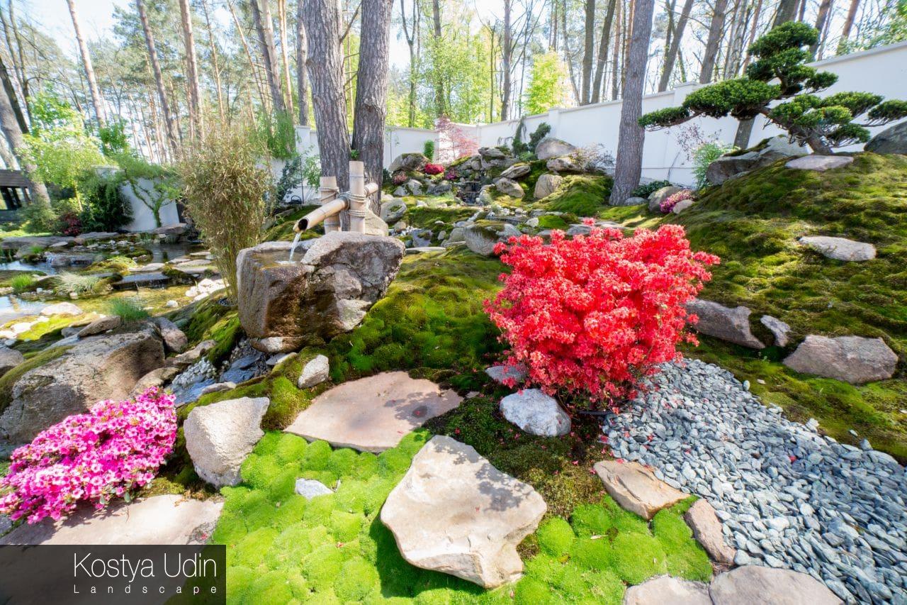 Японский сад с цукубаем Японский сад с цукубаем