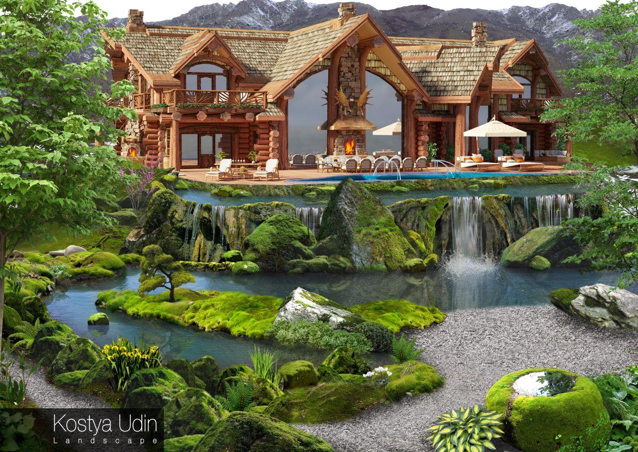 Концепция усадьбы- каскад озёр с водопадами Концепция усадьбы- каскад озёр с водопадами